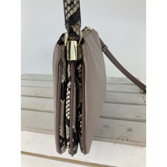 KATE SPADE, TAUPE LEATHER, SNAKE PRINT WOMENS CROSSOBODY BAG - Picture 4 of 15
